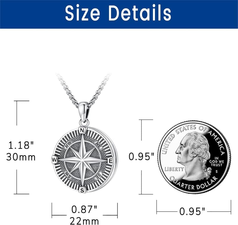 Sterling Silver Compass Locket Necklace for Ashes