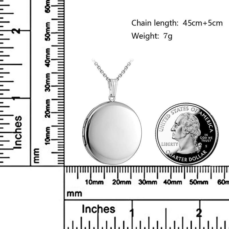 Heart-Shaped Round Picture Locket Necklace Gift