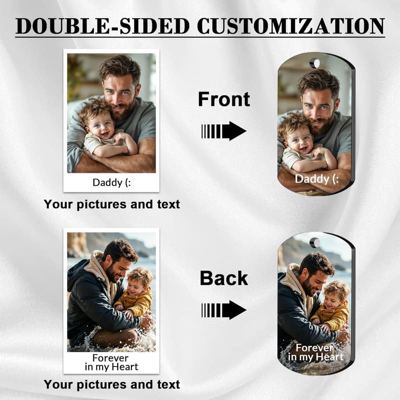 Personalized Photo Necklace for Men - Custom Engraved Dog Tag