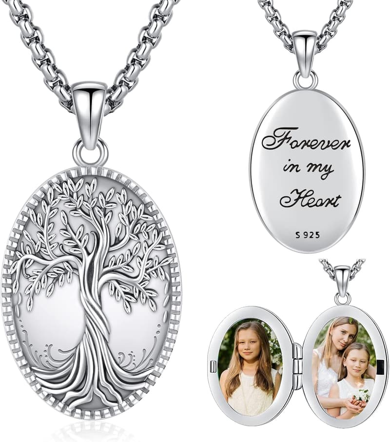 14K Gold and Silver Picture Locket Necklace for Couples