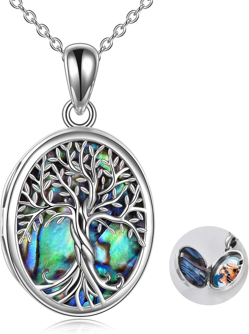 Sterling Silver Tree of Life Locket Necklace for Women