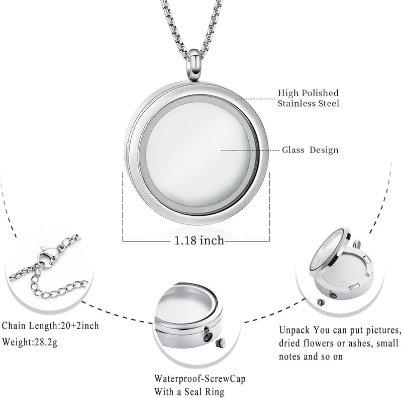 Cremation Locket Necklace for Ashes - Memorial Urn Jewelry