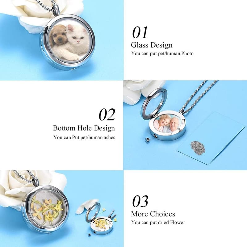 Cremation Locket Necklace for Ashes - Memorial Urn Jewelry