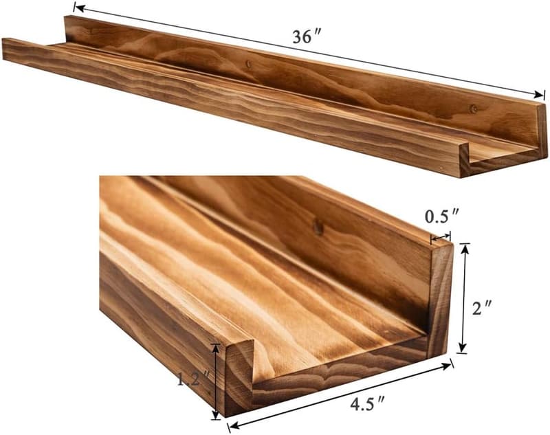 Rustic Wood Floating Shelves for Nursery - Set of 2, 36 Inches