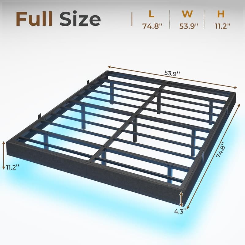 Full-Size LED Upholstered Platform Bed with Underbed Storage