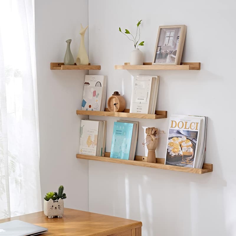 Rustic 36-Inch Solid Oak Floating Shelf for Wall Display