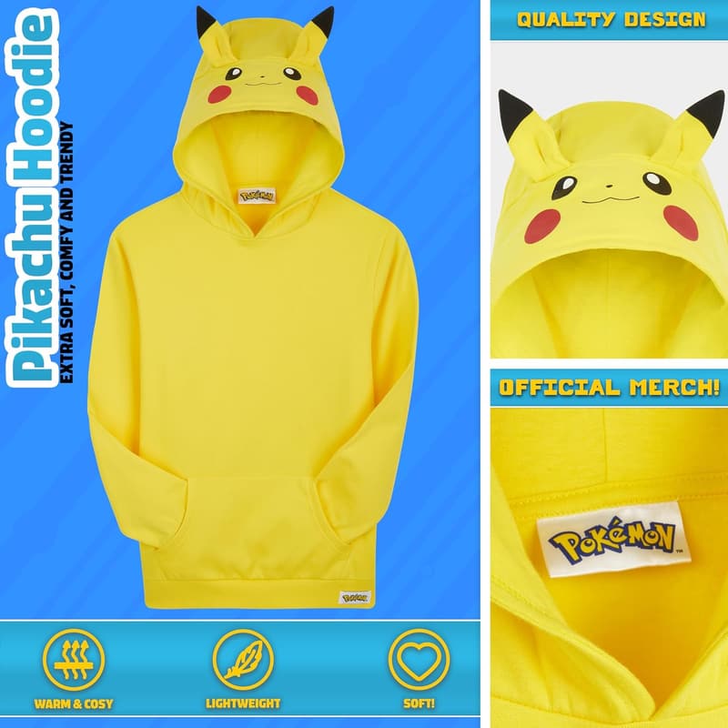 Pikachu Boys & Teens Hoodie - Warm Anime Sweatshirt
