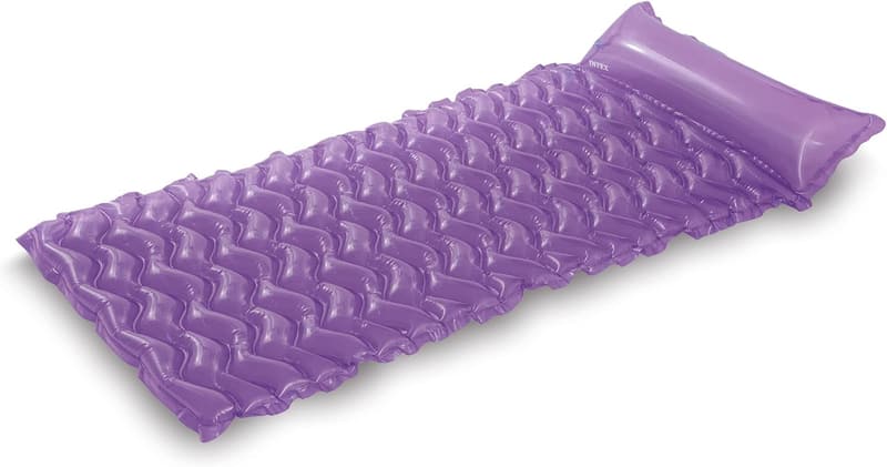 Inflatable Pool Lounger with Pillow Rest - Durable Vinyl Mat