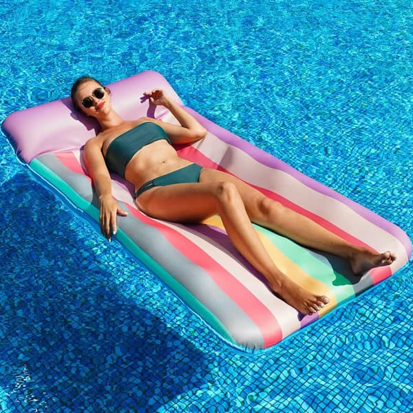 Oversized Inflatable Pool Lounger with Headrest 72