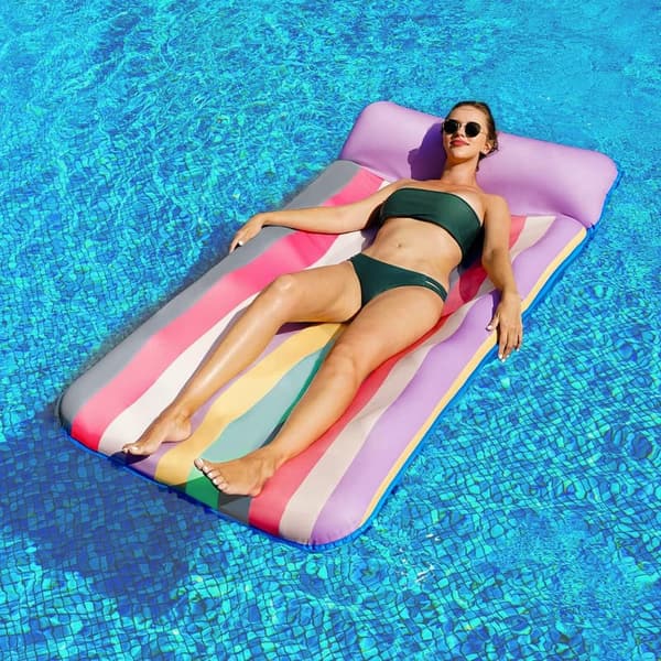 Oversized Inflatable Pool Lounger with Headrest 72