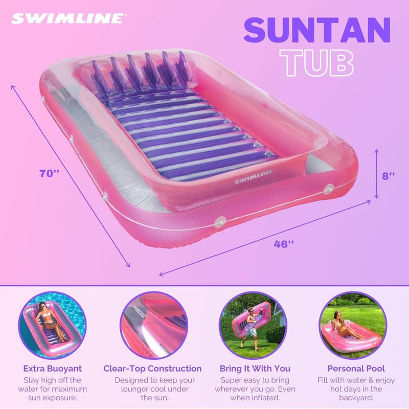 Classic Inflatable Tanning Float with Adjustable Pillow