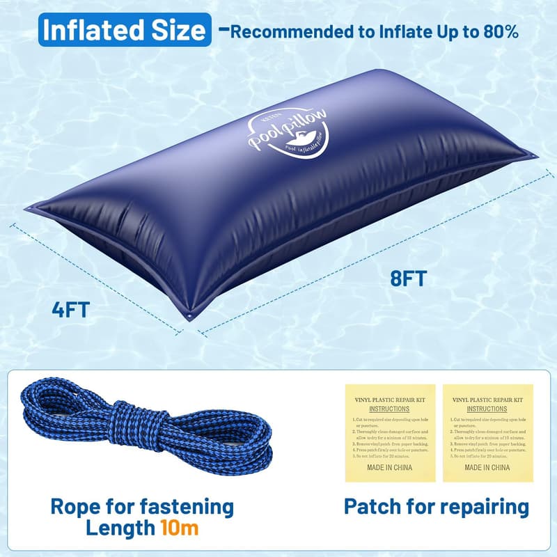 Heavy-Duty 4x8FT Pool Air Pillow, Extra Durable PVC
