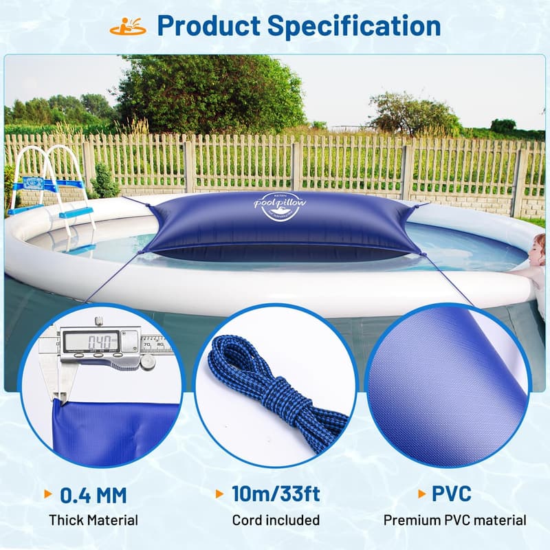 Heavy-Duty 4x8FT Pool Air Pillow, Extra Durable PVC