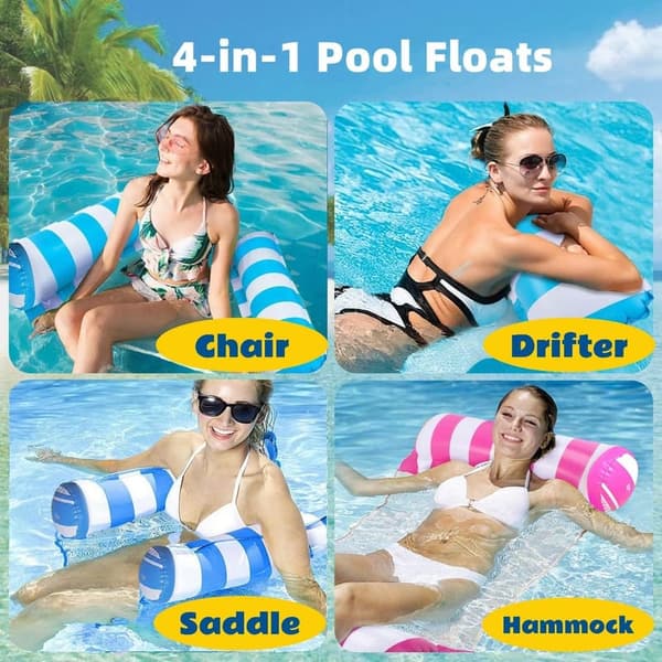 Inflatable Pool Hammock Lounge Float - 4 Pack