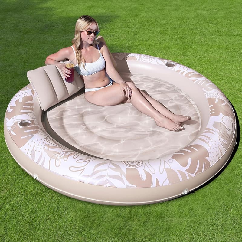 Luxury Inflatable Tanning Pool Lounger with Pillow for Adults