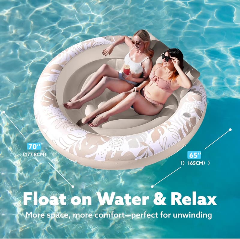 Luxury Inflatable Tanning Pool Lounger with Pillow for Adults