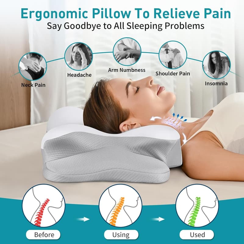 Ergonomic Memory Foam Cervical Pillow for Neck Pain Relief