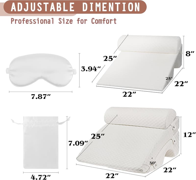 Adjustable Memory Foam Wedge Pillow for Sleep Apnea & Acid Reflux