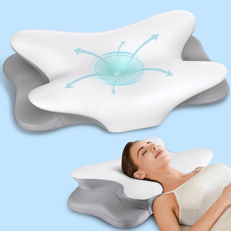 Ergonomic Cooling Memory Foam Neck Pillow for Pain Relief
