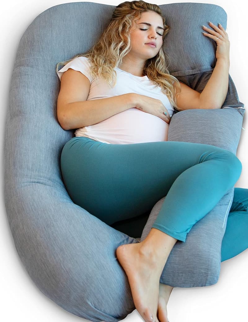 U-Shape Pregnancy Pillow with Cooling Cover - Dark Grey