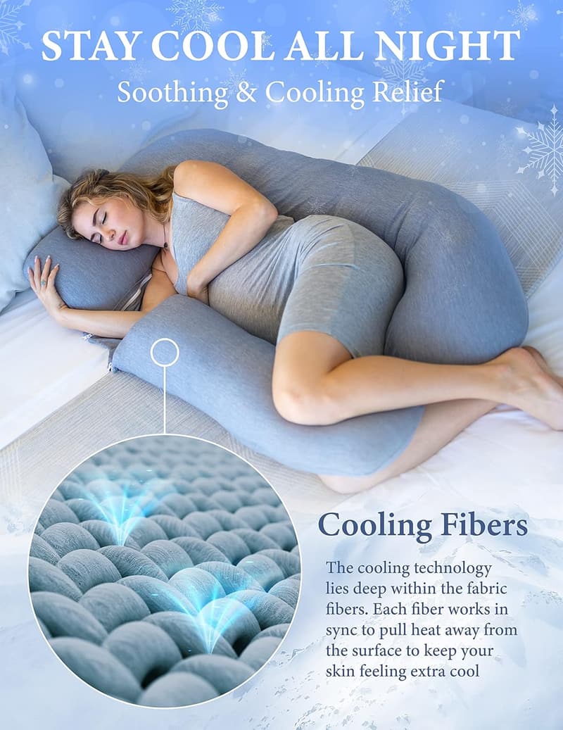 U-Shape Pregnancy Pillow with Cooling Cover - Dark Grey