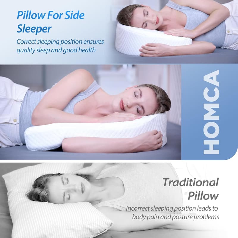 Memory Foam Cervical Pillow for Side Sleepers with Washable Cover