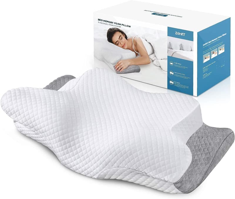 Adjustable Memory Foam Pillow with Cooling Case for Pain Relief
