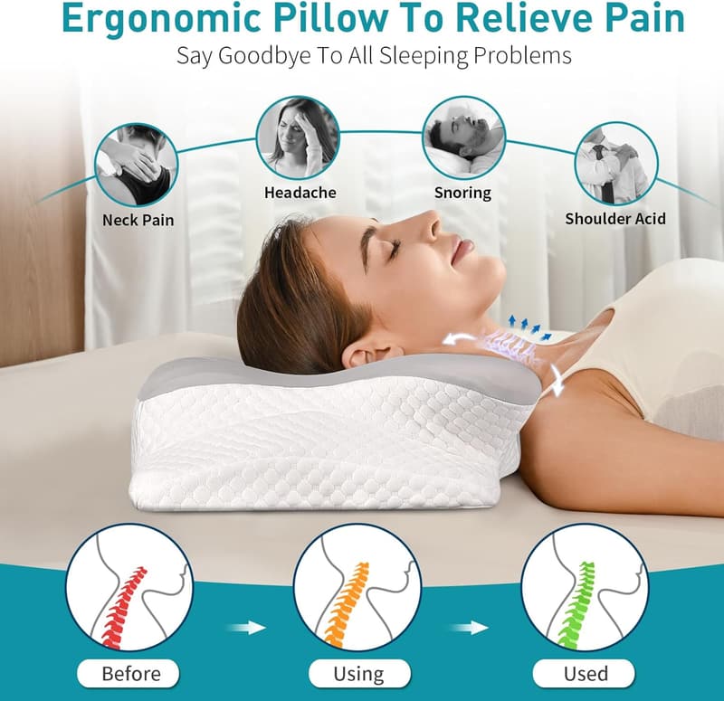 Ergonomic Memory Foam Cervical Pillow for Neck Pain Relief