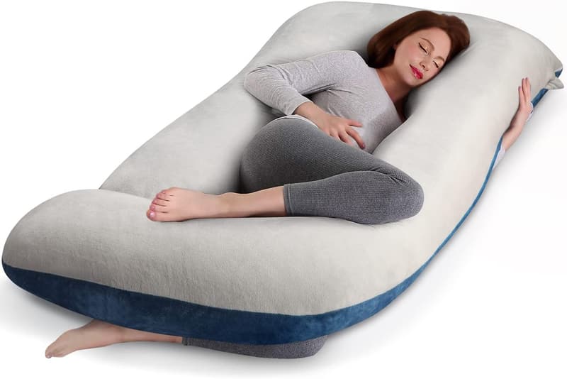Pregnancy U-Shape Body Pillow - Velvet Cover for Comfort