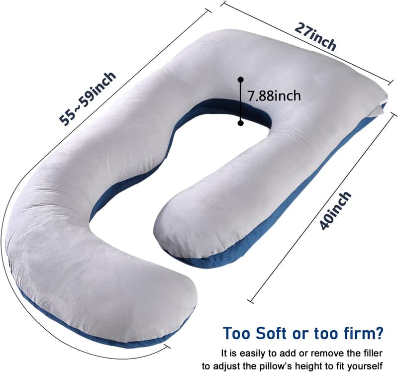 Pregnancy U-Shape Body Pillow - Velvet Cover for Comfort