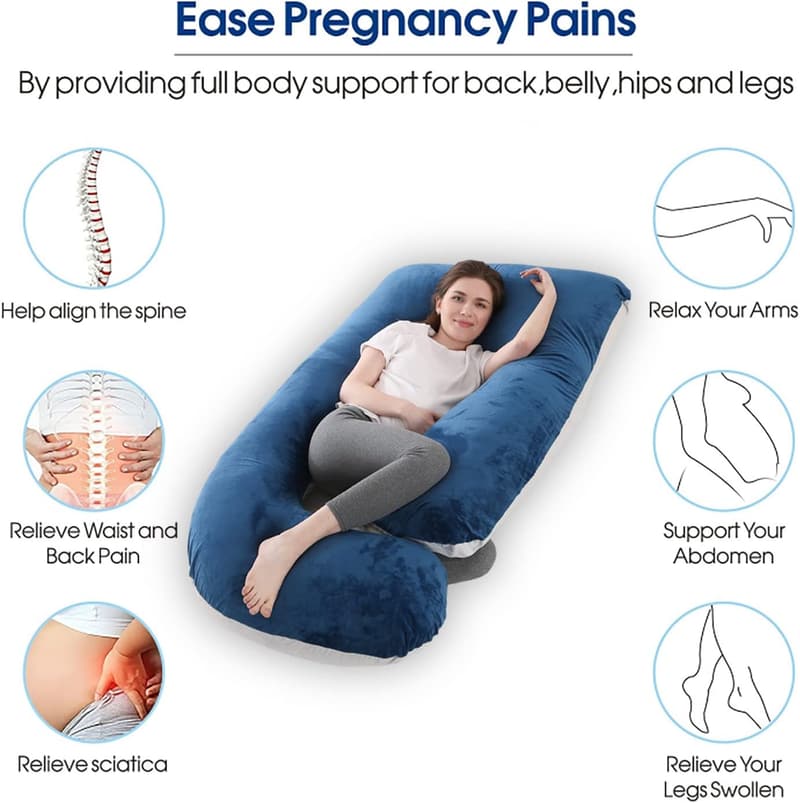 Pregnancy U-Shape Body Pillow - Velvet Cover for Comfort