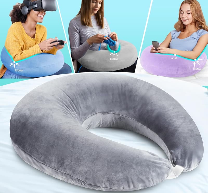 Ergonomic U-Shaped Gaming Pillow for Comfort & Arm Support