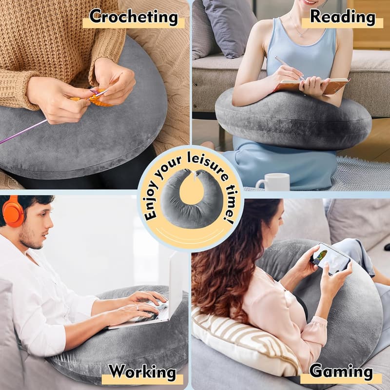 Ergonomic U-Shaped Gaming Pillow for Comfort & Arm Support