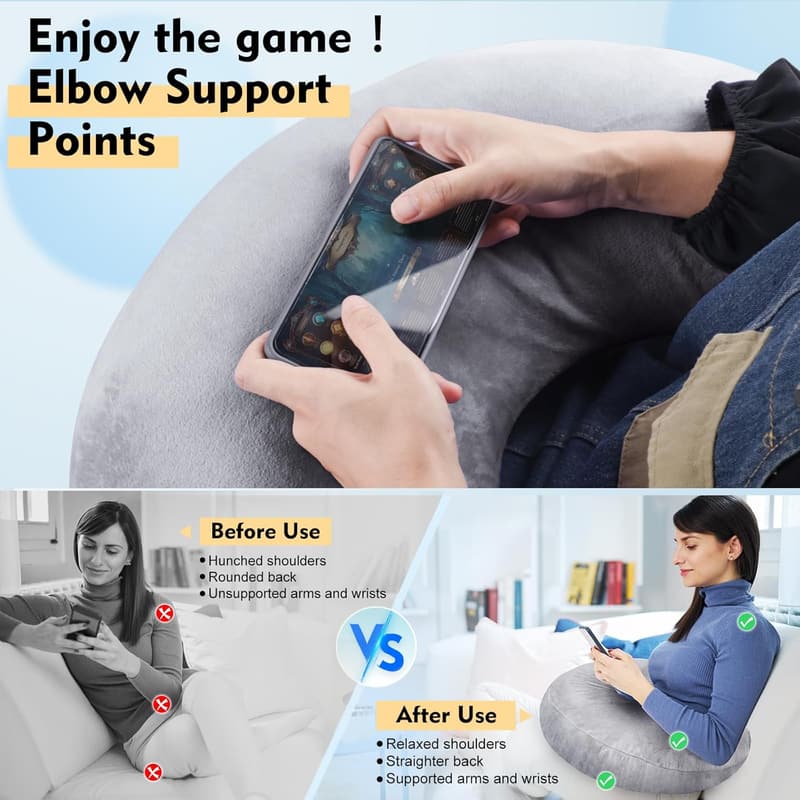 Ergonomic U-Shaped Gaming Pillow for Comfort & Arm Support