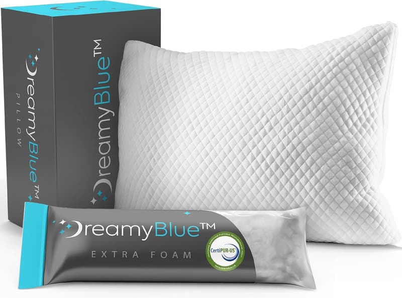 Adjustable Loft Memory Foam Pillow - Washable Bamboo Cover (Queen)