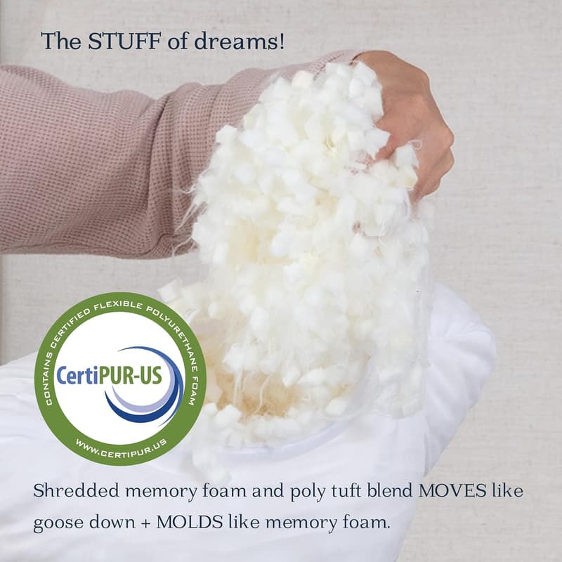 Adjustable Loft Memory Foam Pillow - Washable Bamboo Cover (Queen)