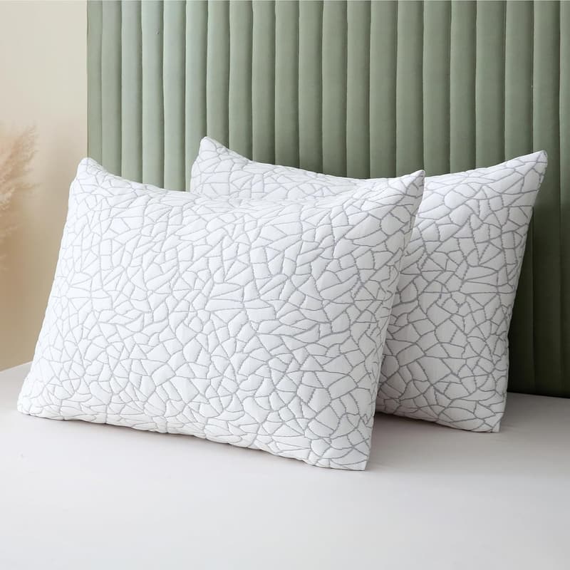 Queen Size Adjustable Memory Foam Pillows Set - Bamboo Rayon, 2-Pack