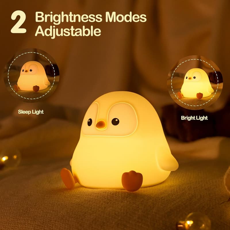Penguin LED Night Light - Dimmable Silicone Nursery Decor