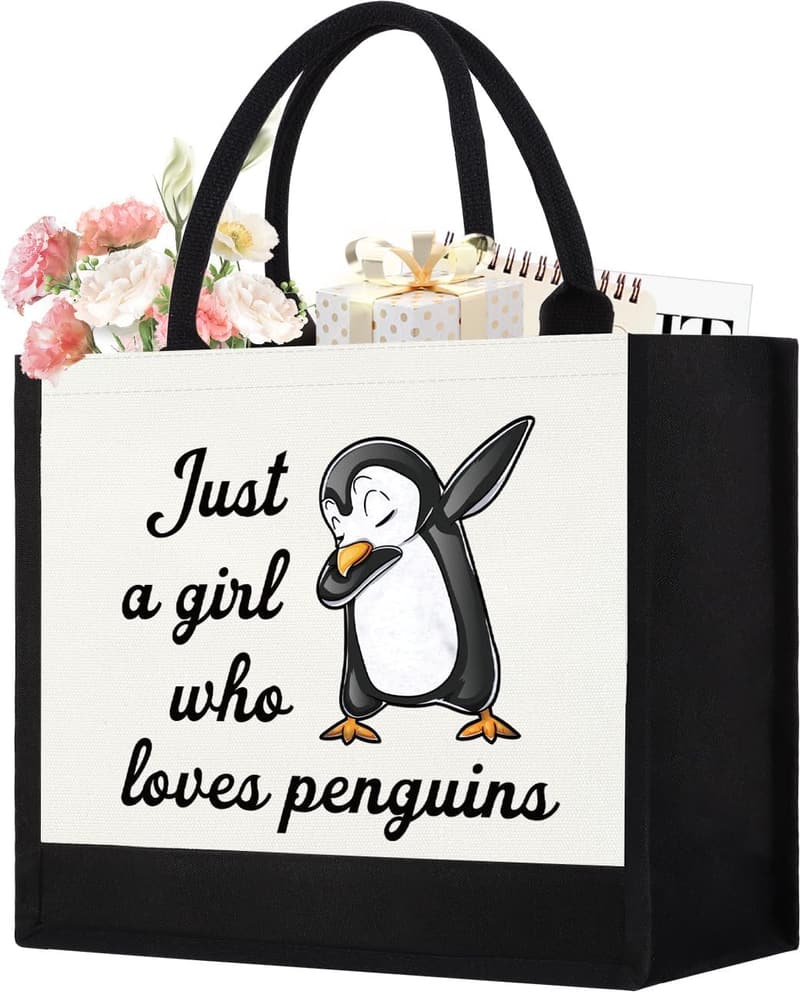 Cute Penguin Tote Bag - Reusable Grocery Gift for Women