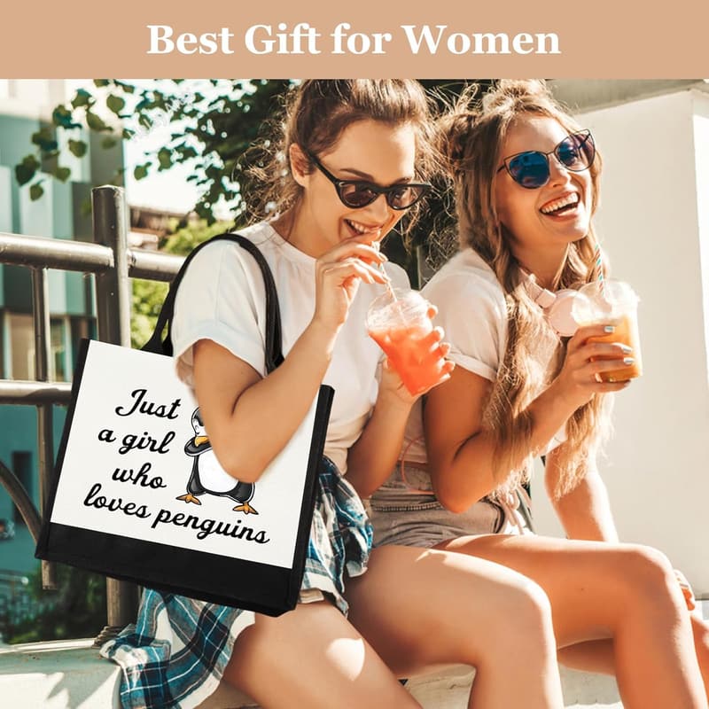 Cute Penguin Tote Bag - Reusable Grocery Gift for Women