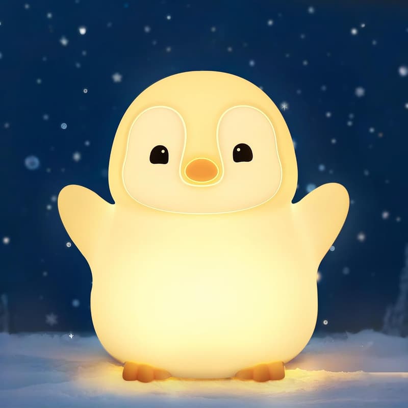 Penguin Night Light - Cute Silicone Decor for Kids' Bedrooms