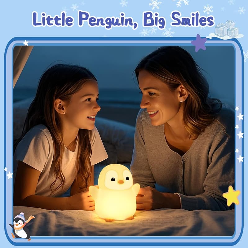 Penguin Night Light - Cute Silicone Decor for Kids' Bedrooms