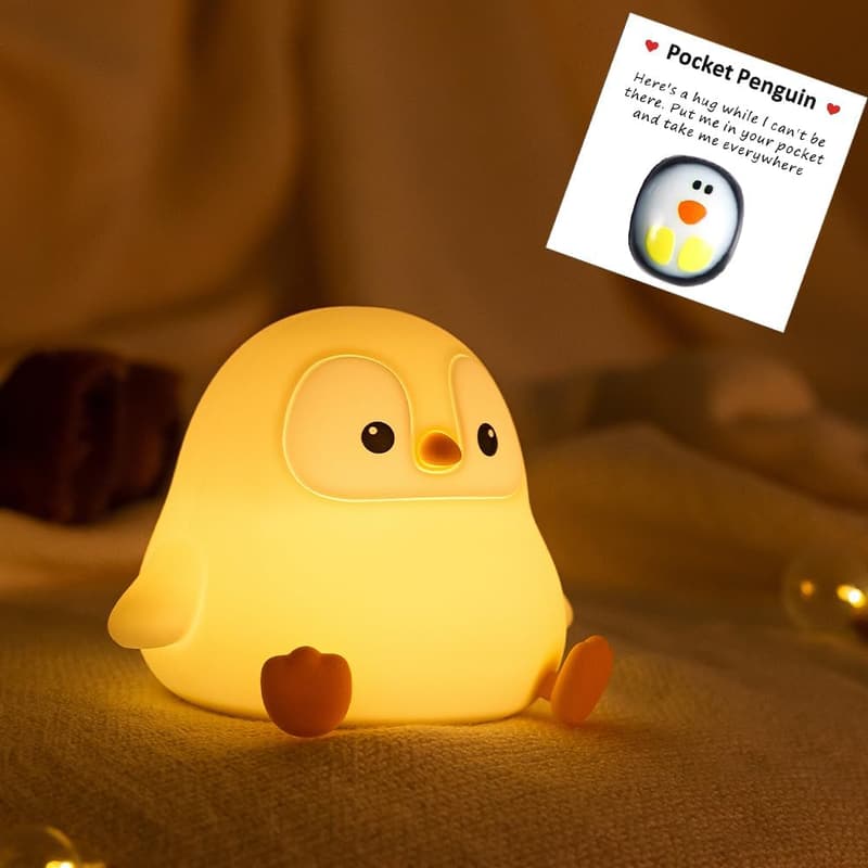 Silicone Penguin Night Light for Kids - USB Rechargeable