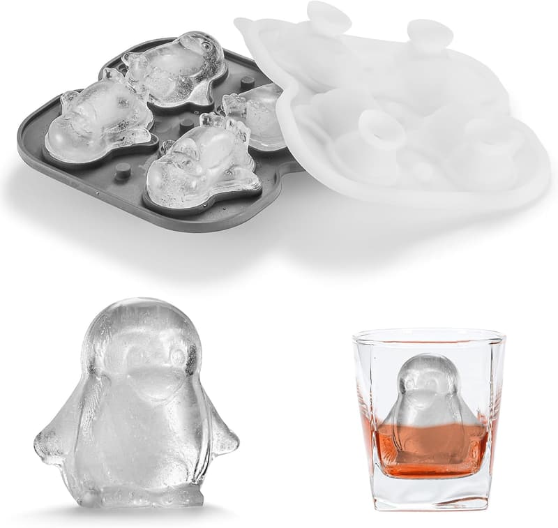 Large Silicone Penguin Ice Cube Tray - Fun Whiskey Gift for Men
