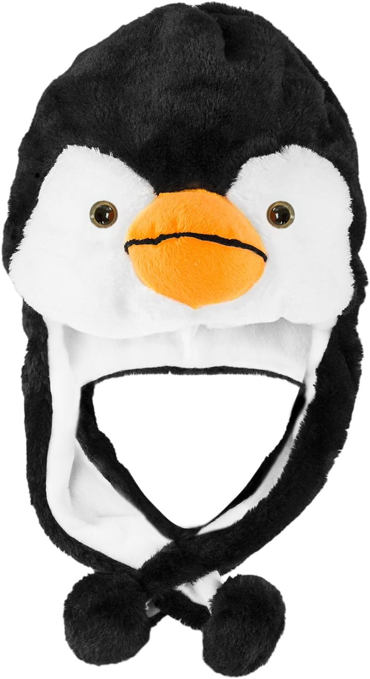 Aviator Style Penguin Plush Beanie Hat for Winter