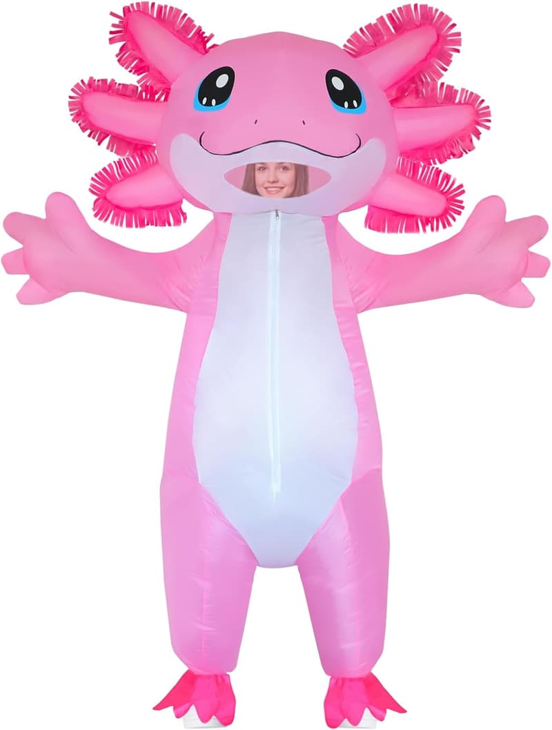 Deluxe Adult Pink Axolotl Inflatable Costume for Halloween