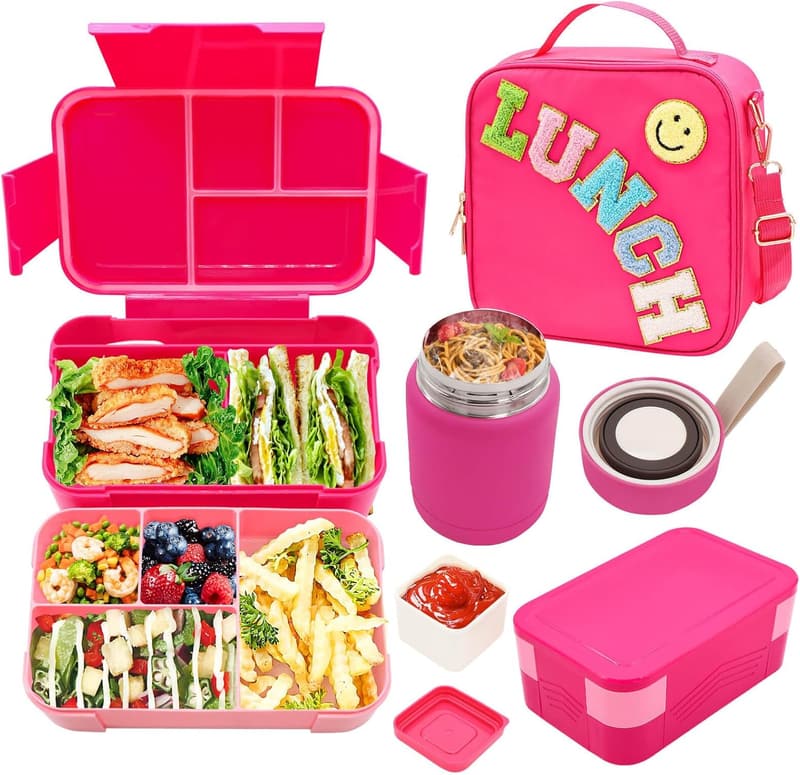Kids Bento Lunch Box Set with 10oz Thermo Food Jar & Bag