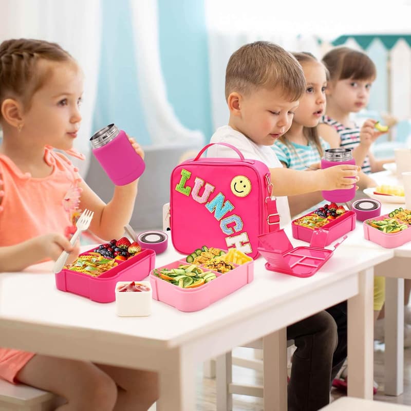 Kids Bento Lunch Box Set with 10oz Thermo Food Jar & Bag