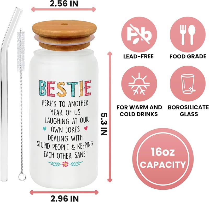 Friendship Gifts for Women: 16 Oz Can Glass