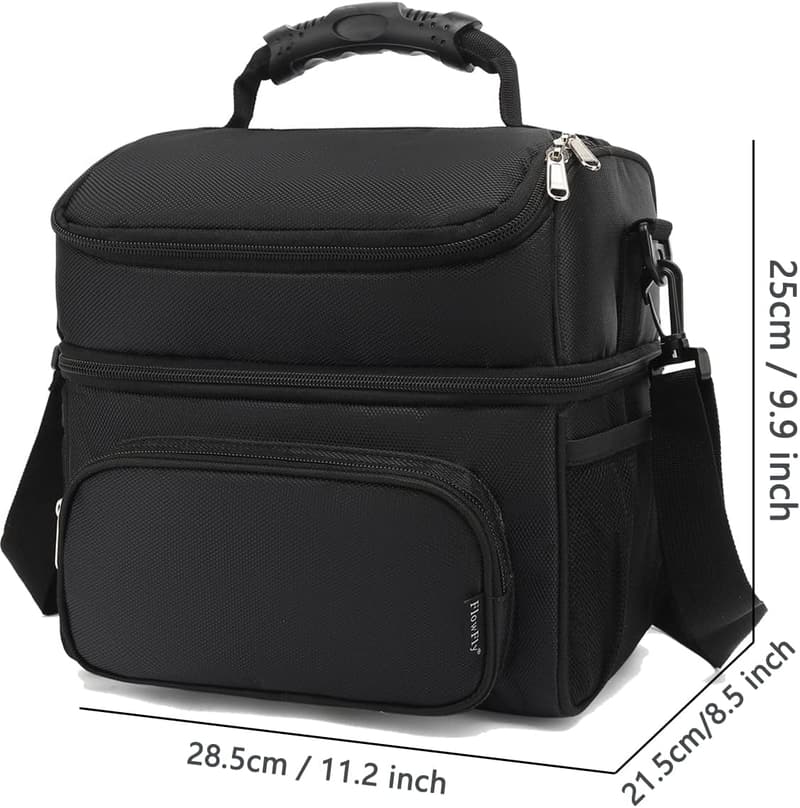 Insulated Lunch Bag with Adjustable Strap and Large Pockets